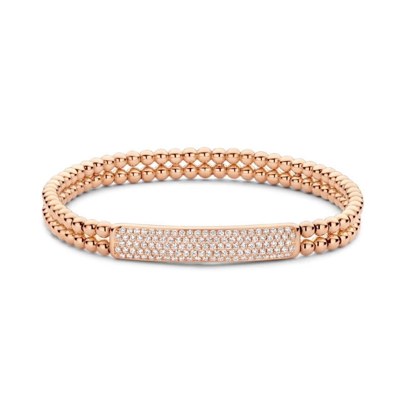 Hulchi Belluni Diamond Bar Stretch Bracelet, 18K Rose Gold