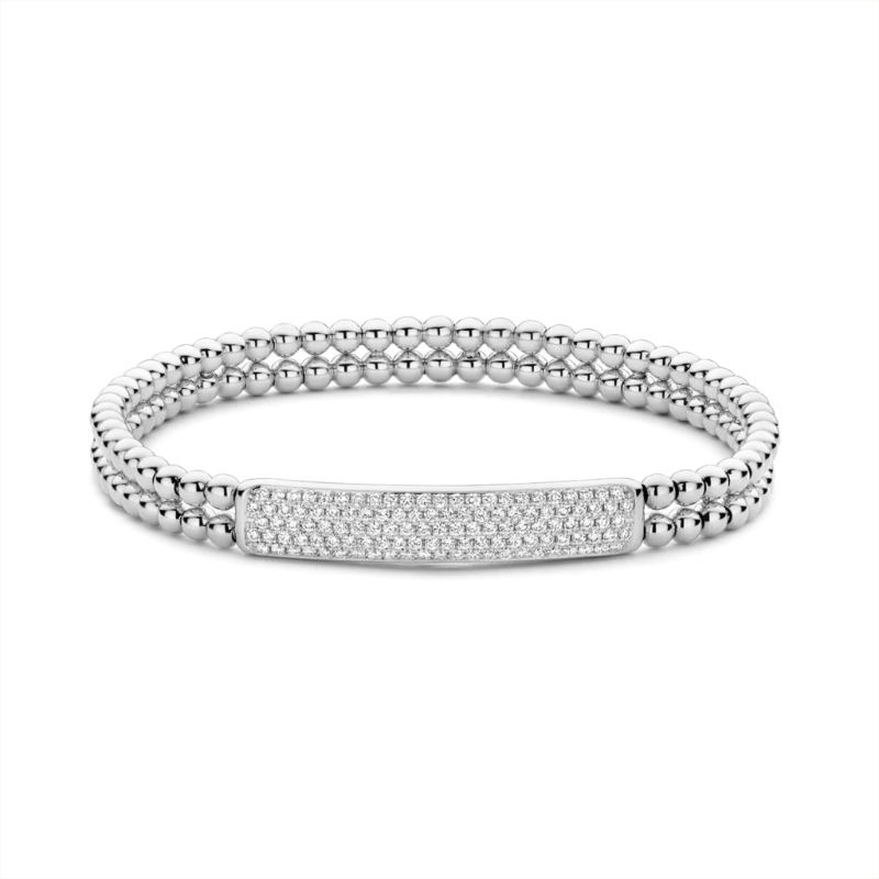 Hulchi Belluni Diamond Bar Stretch Bracelet, 18K White Gold