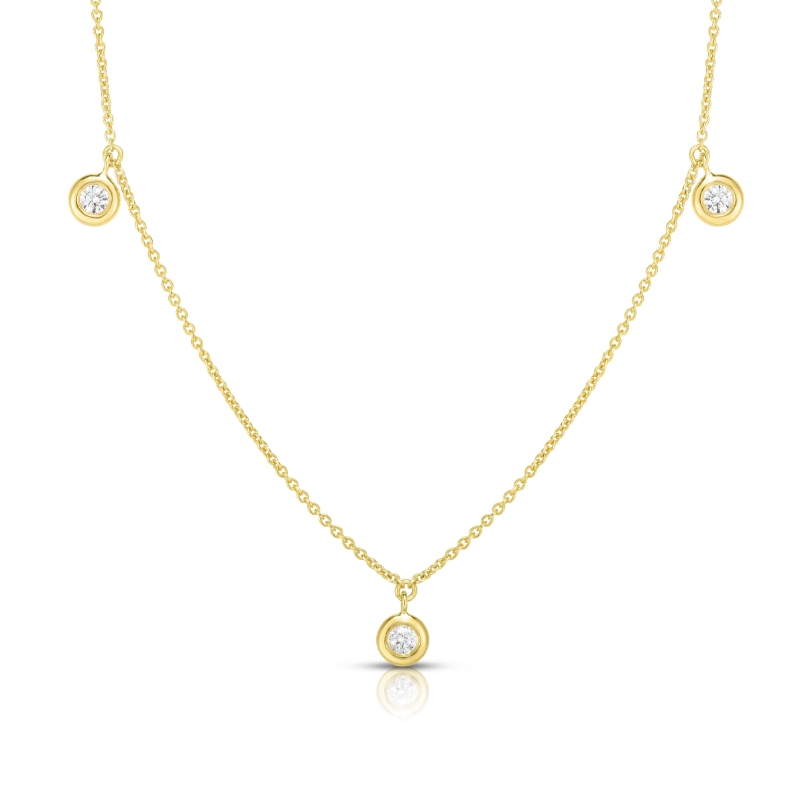 Roberto Coin 18K Yellow Gold Diamonds By The Inch Dangling Three Station Necklace