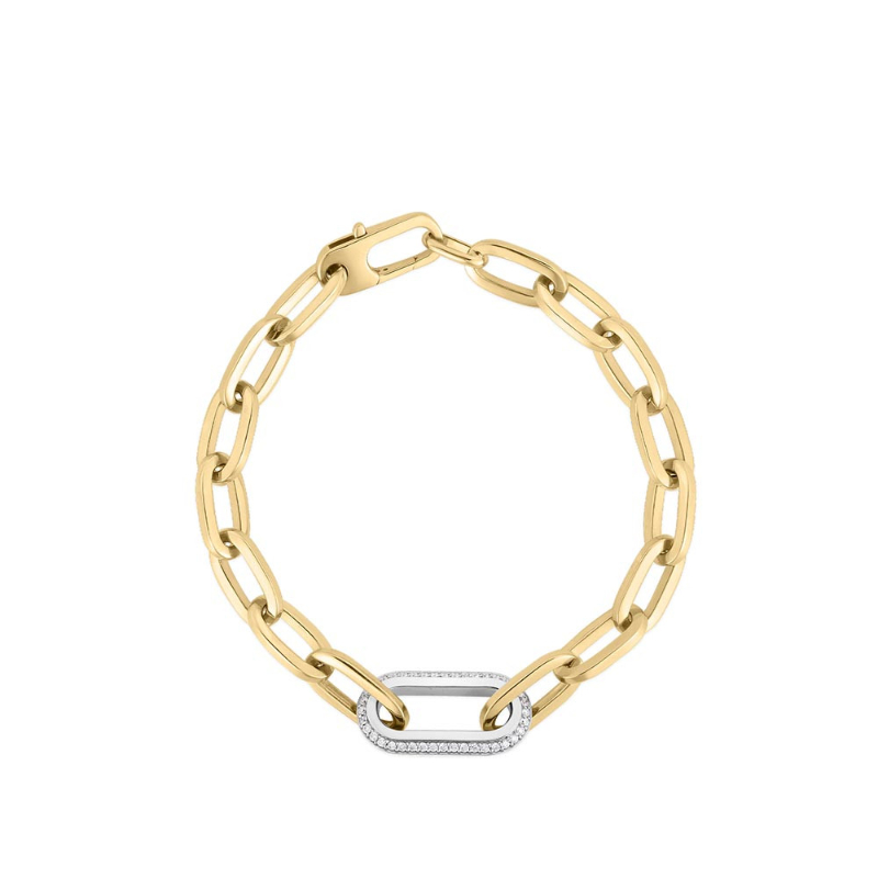 Roberto Coin 18K Yellow Gold Designer Gold Diamond Thin Link Bracelet