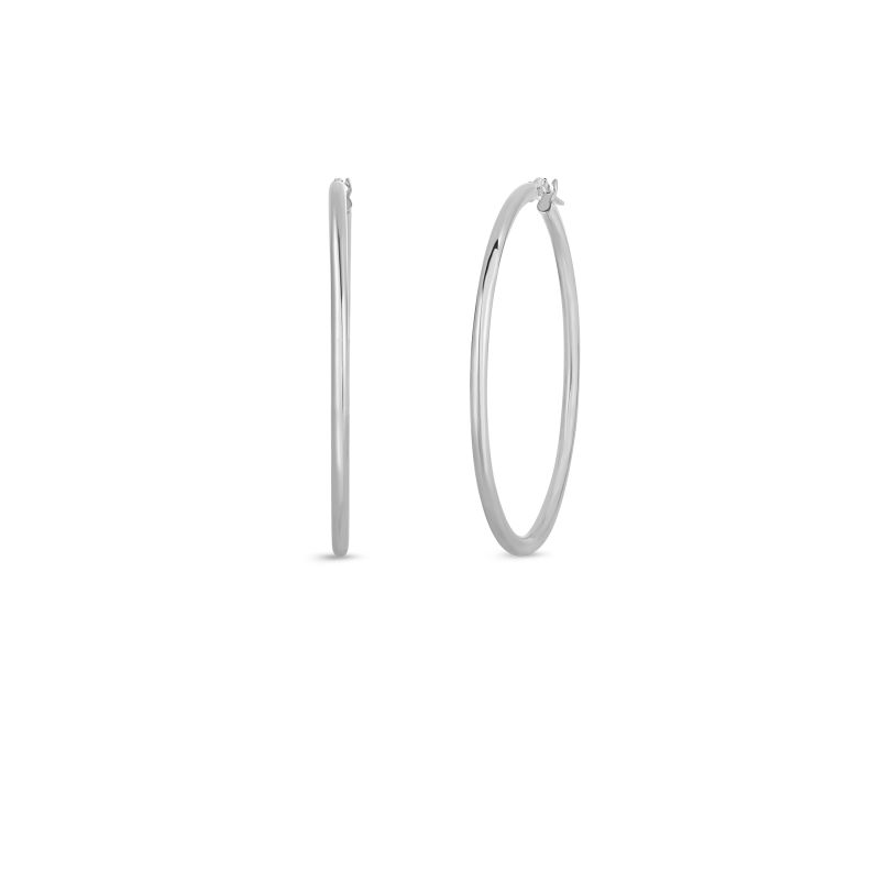 Roberto Coin 18K White Gold Large Hoop Earrings