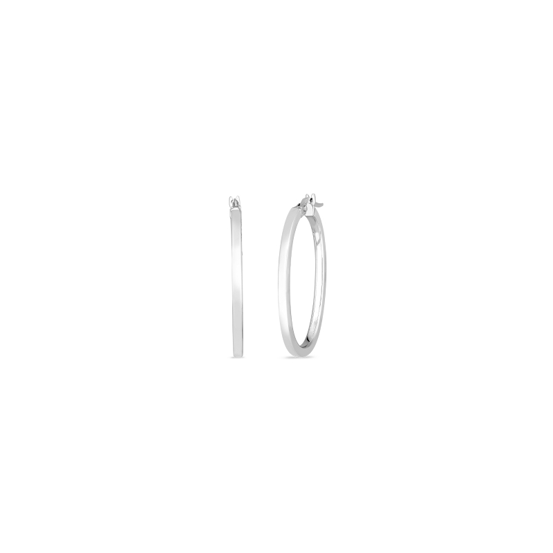 Roberto Coin 18K White Gold Small Round Hoop Earrings