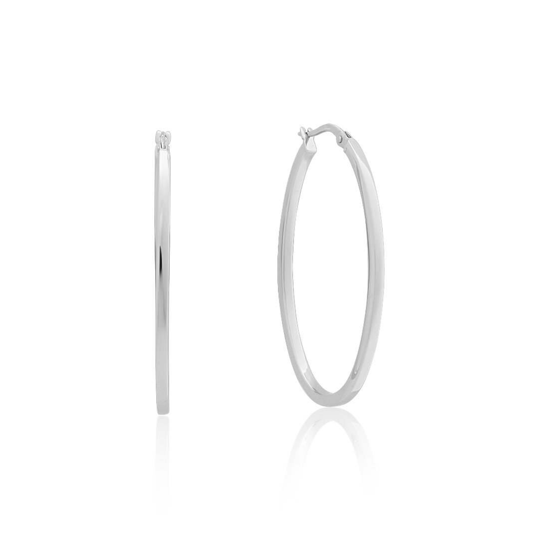 Roberto Coin 18K White Gold Oval Hoop Earrings