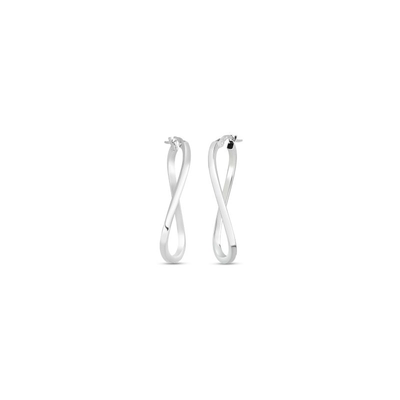 Roberto Coin 18K White Gold Designer Gold Twist Hoop Earrings