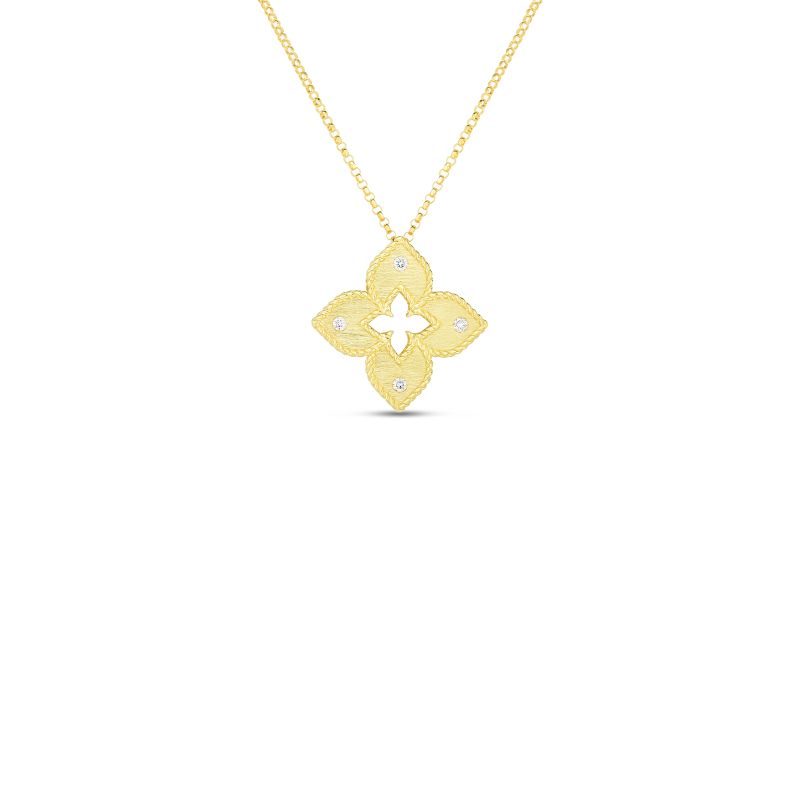 Roberto Coin  Yellow Gold Diamond Petite Venetian Princess Necklace