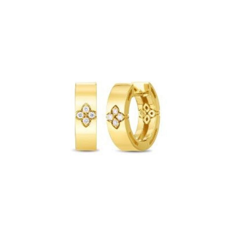 Roberto Coin  Yellow Gold Diamond Love In Verona Earrings