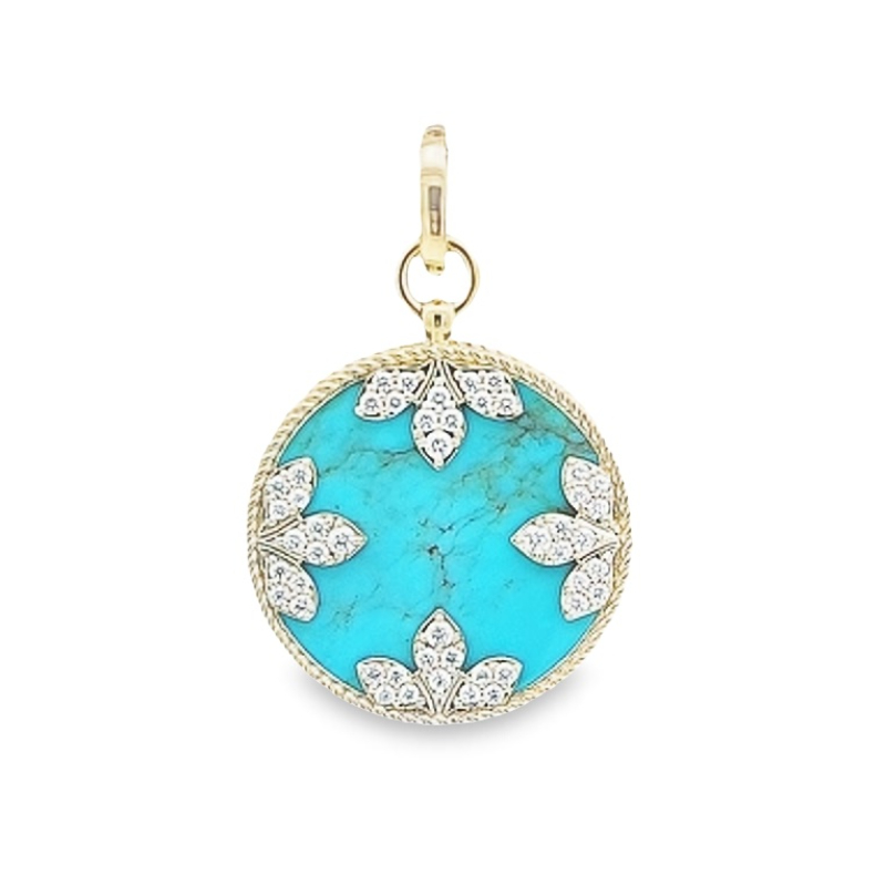 Roberto Coin 18K Yellow Gold Medallion Turquoise And Diamond Detachable Pendant