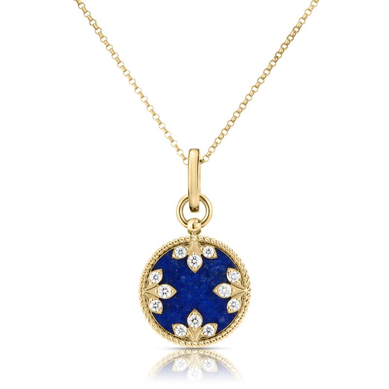 Roberto Coin Small Lapis Lazuli & Diamond Medallion Disc Pendant