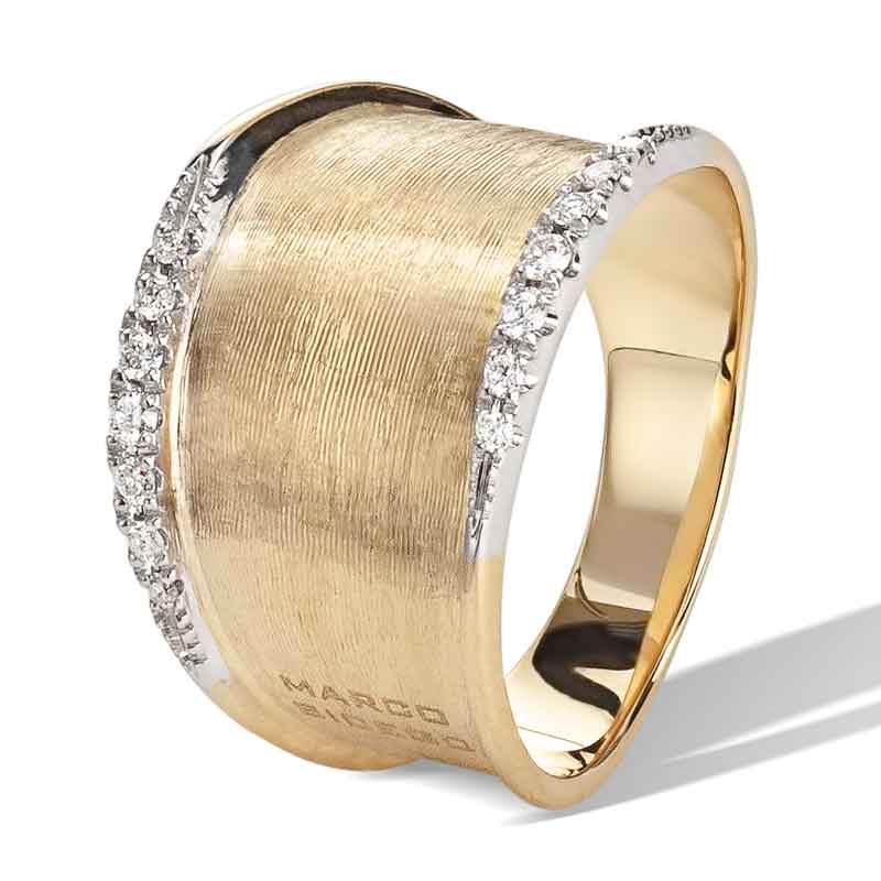 Marco Bicego Lunaria Gold & Diamond Pave Small Ring