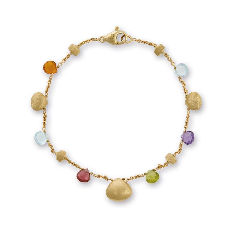18K Mixed Stone and Gold Teardrop Bracelet