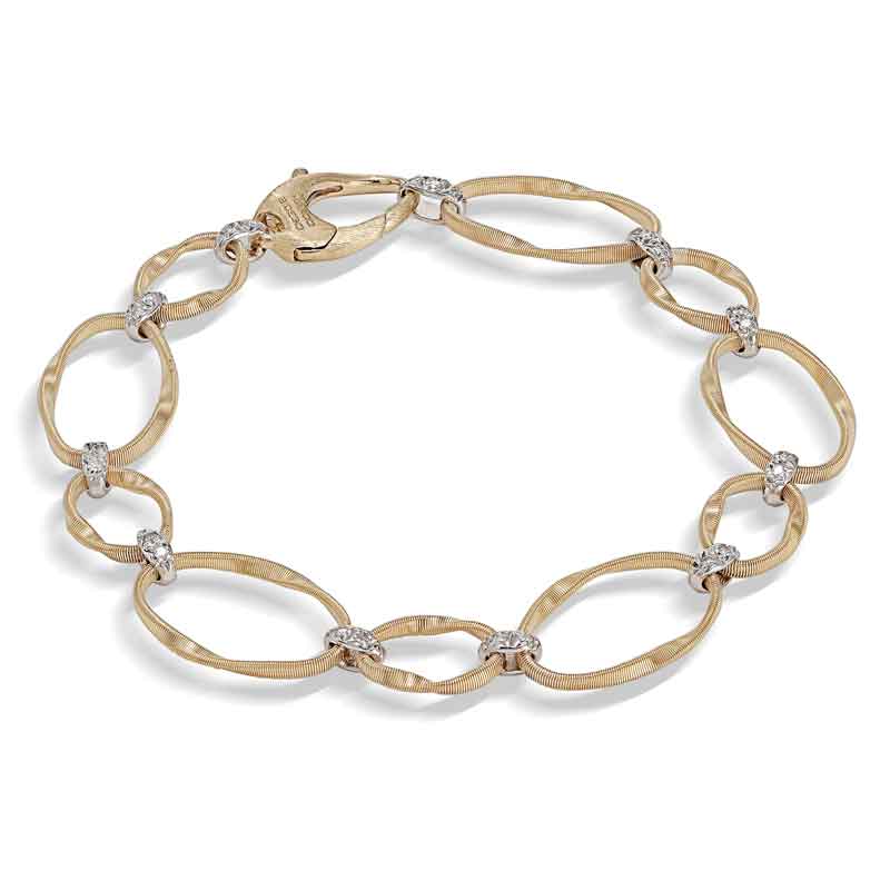 Marrakech Onde Collection 18K Yellow Gold and Diamond Flat Link Bracelet