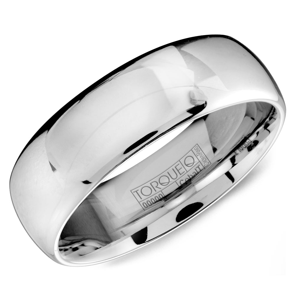 A White Cobalt Torque Band With A High Gloss Polish.