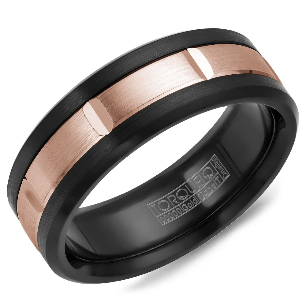 A Black Cobalt Torque Band With A Rose Gold Inlay. - CB002MR75