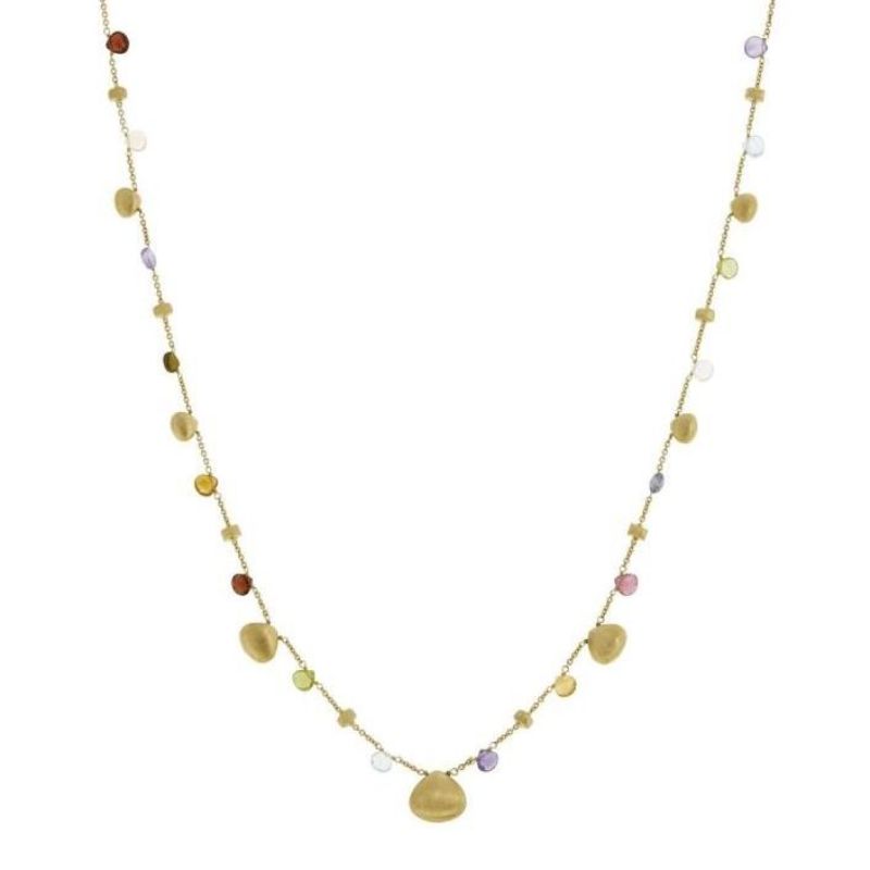Paradise Mixed Gemstones and Gold Teardrop Necklace