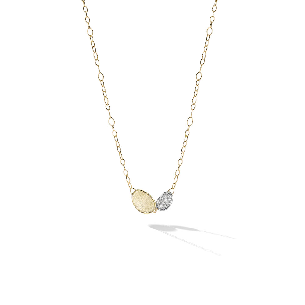 Marco Bicego Lunaria Diamond Petite Double Leaf Necklace
