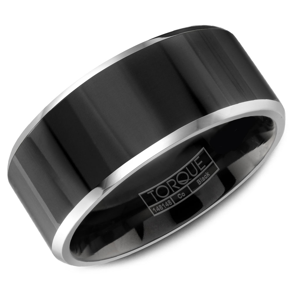 A Black Cobalt Torque Band With A Glossy Fiish And White Cobalt Edges.