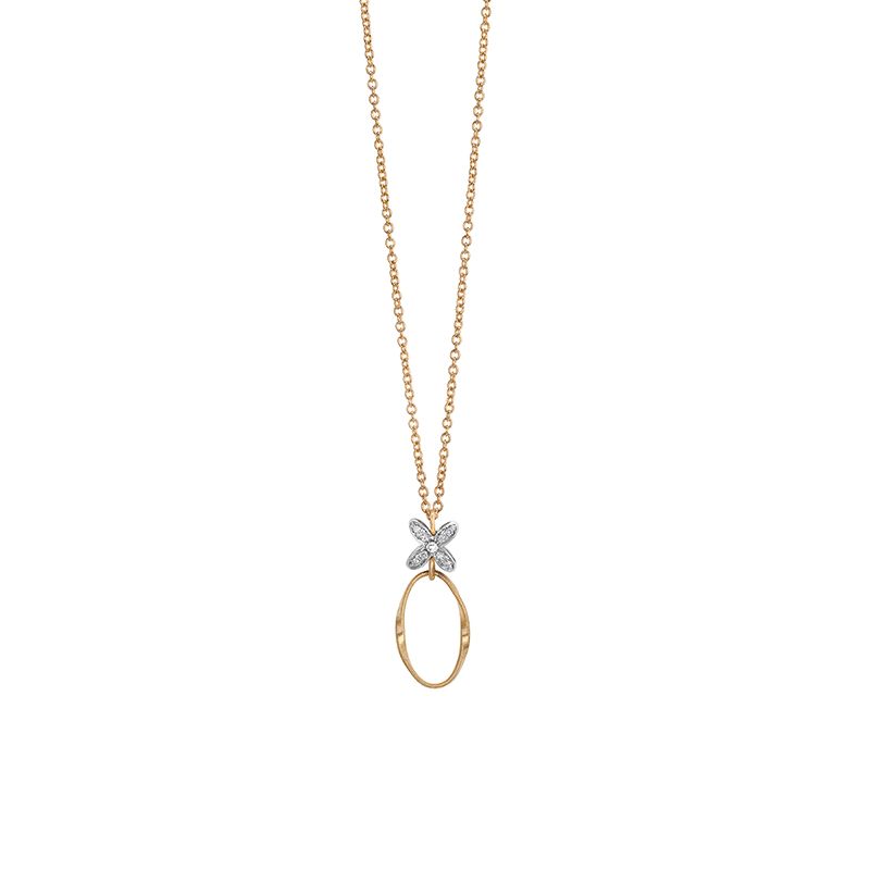 Marco Bicego Marrakech Onde 18K Yellow and White Gold Pendant with Diamond Flowers
