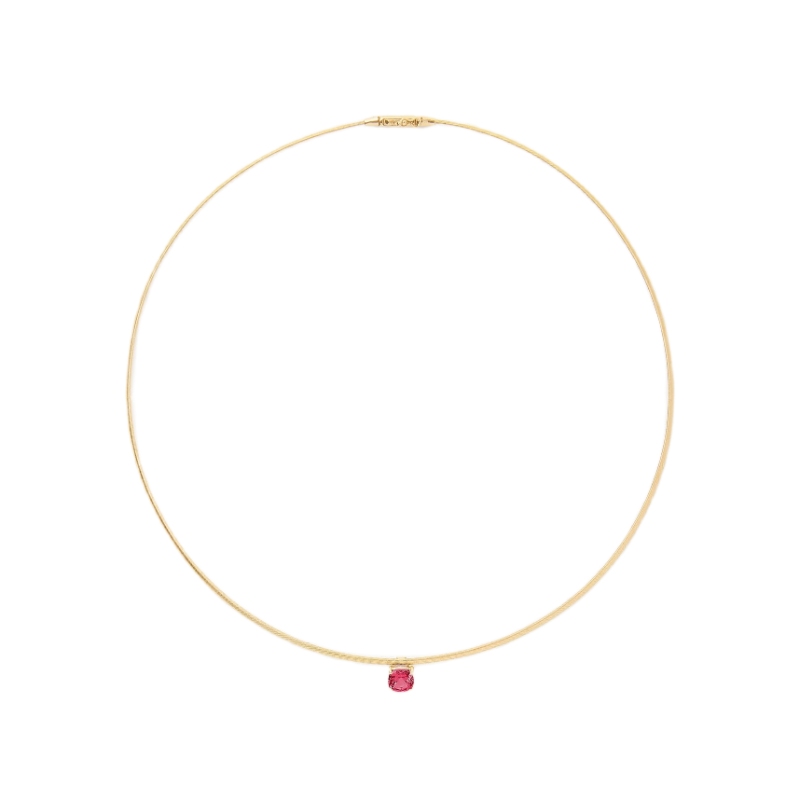 Marco Bicego Masai 18K Yellow Gold Coil Necklace With Pink Tourmaline Station