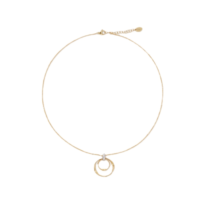Marco Bicego Marrakech 18K Yellow Gold Coil Circle Pendant Necklace With Diamonds