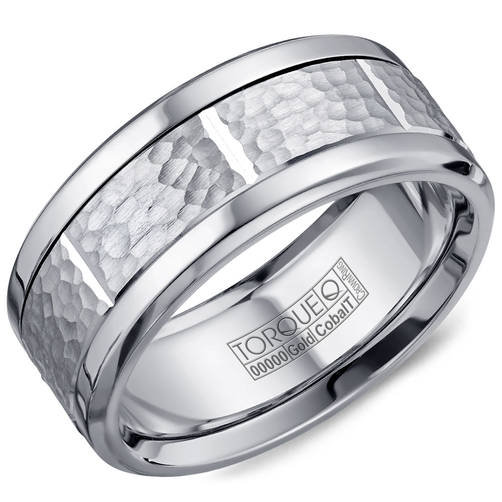 A Torque Ring In White Cobalt With A Hammered White Gold Center And ...