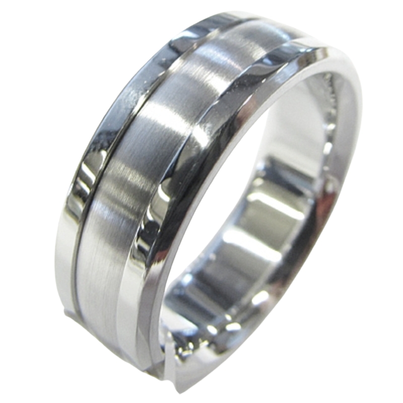 White Cobalt/14K White, 7.5MM, Satin White Gold Center