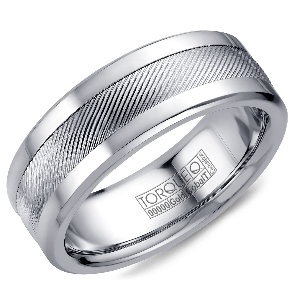 A Torque Ring In White Cobalt With A Carved White Gold Inlay.