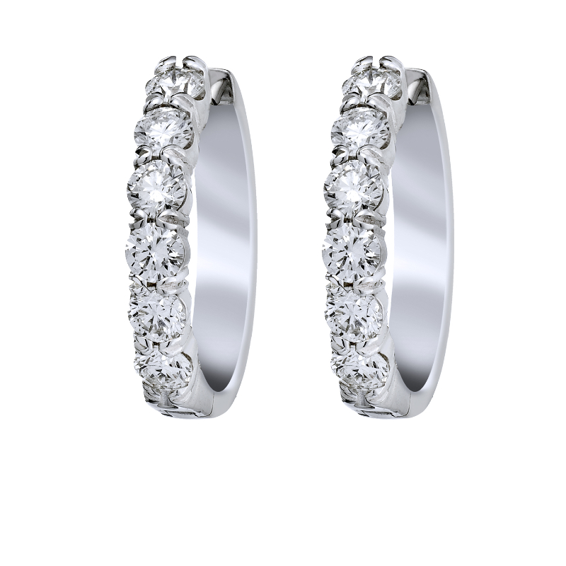 Rummeles Signature Diamond Huggie Hoop Earrings