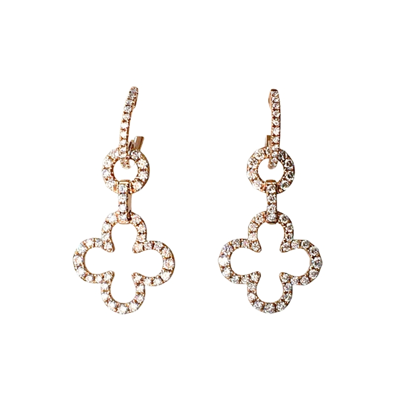 14K Rose Gold Dangle Style Earrings