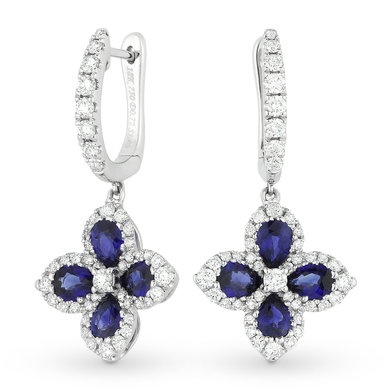 18K White Gold Sapphire And Diamond Earrings