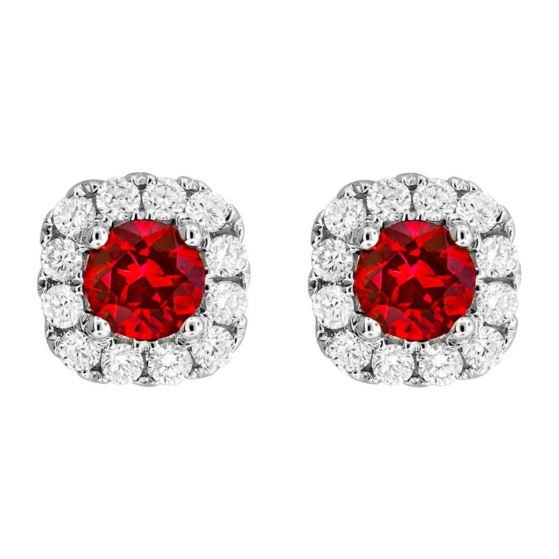 Stud Style Earrings with a Ruby