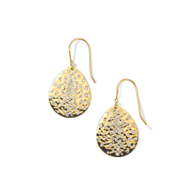 IPPOLITA Crinkle Teardrop Earrings in 18K Gold with Diamonds