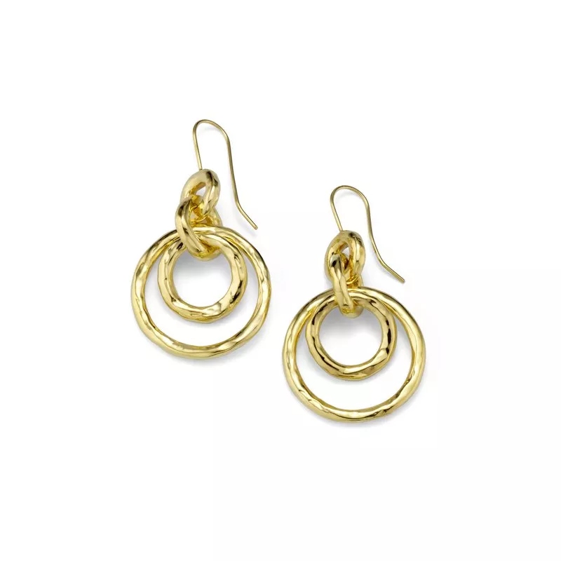 IPPOLITA 18K Yellow Gold Hammered Glamazon Mini Jet Drop Earrings