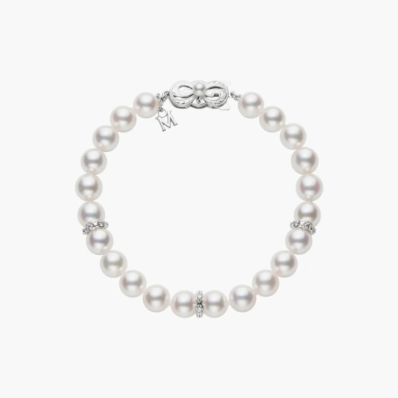 Mikimoto Pearl and Diamond Rondell Bracelet