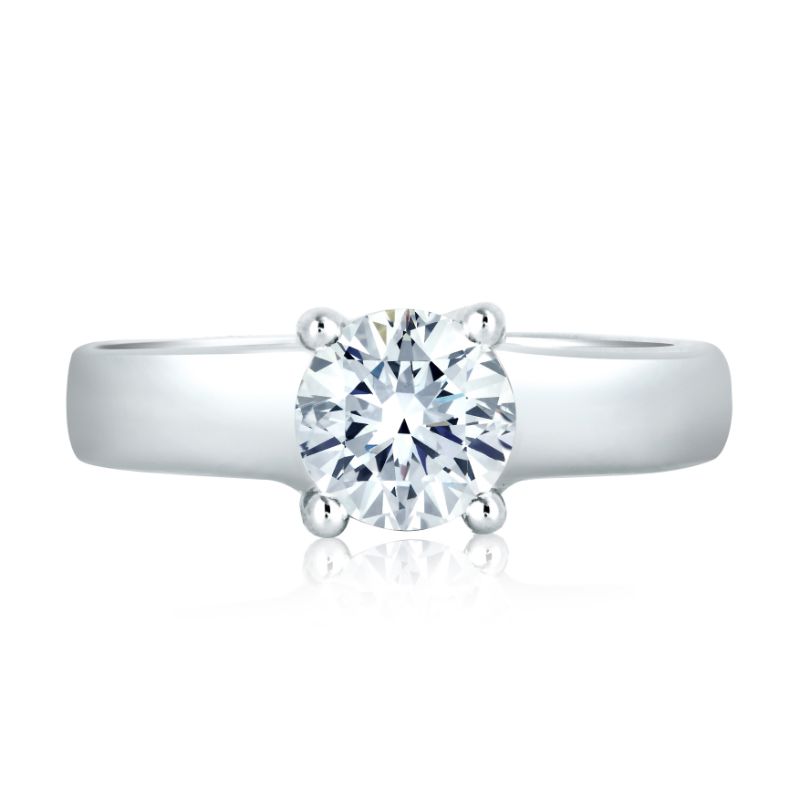 Solitaire Engagement Ring Embellished With a Four Prong Signature Head