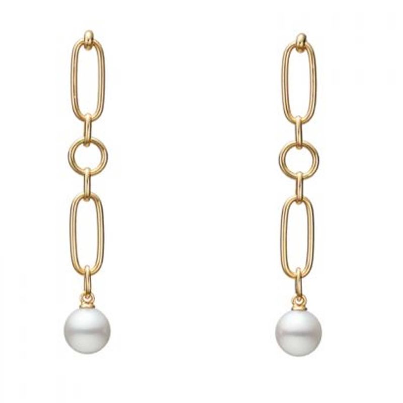 Mikimoto Akoya Cultured Pearl M Code Chain Earrings