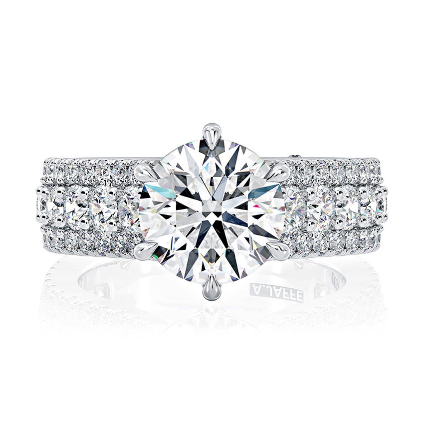 Round Pav&eacute; Diamond Engagement Ring