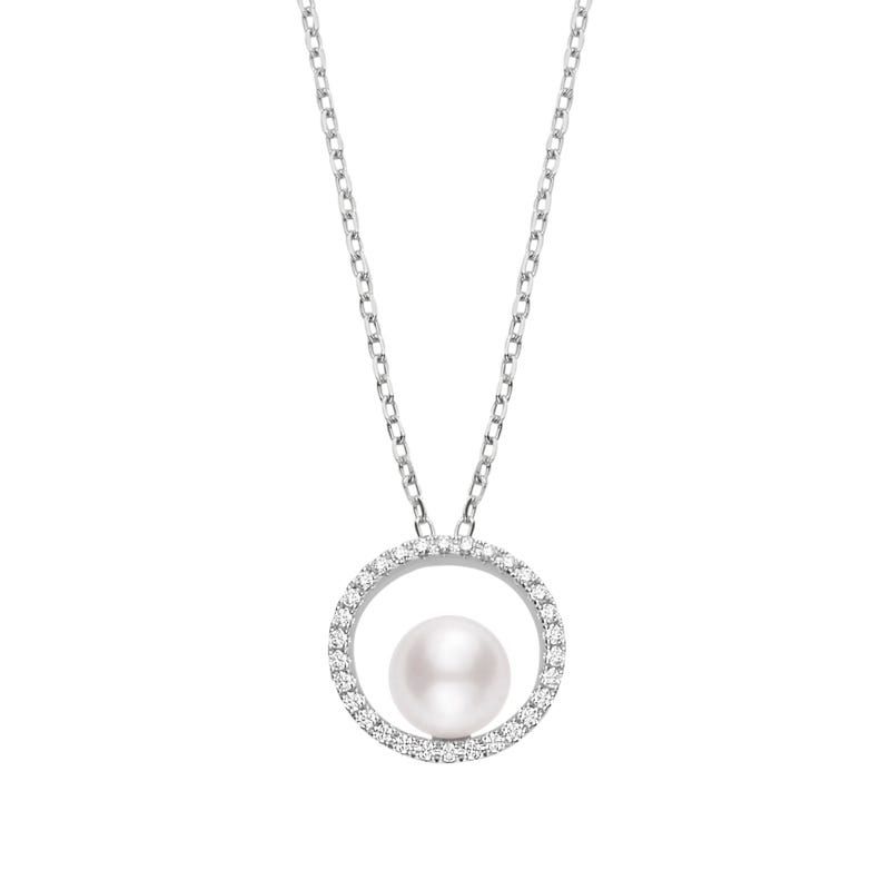 Mikimoto Pearl Pendant with Diamond Necklace