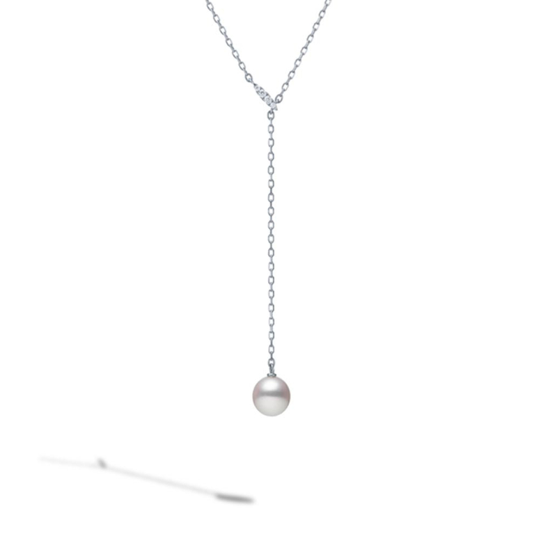 Mikimoto Pearl And Diamond Y Necklace
