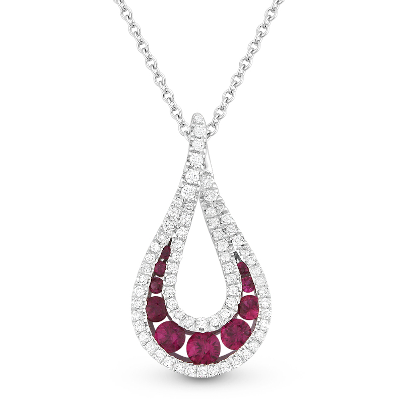 14K White Gold Ruby And Diamond Pendant