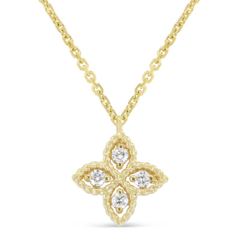 14K Yellow Gold Diamond Flower Pendant