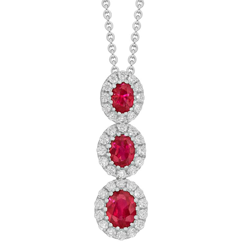 Three Stone Ruby Pendant