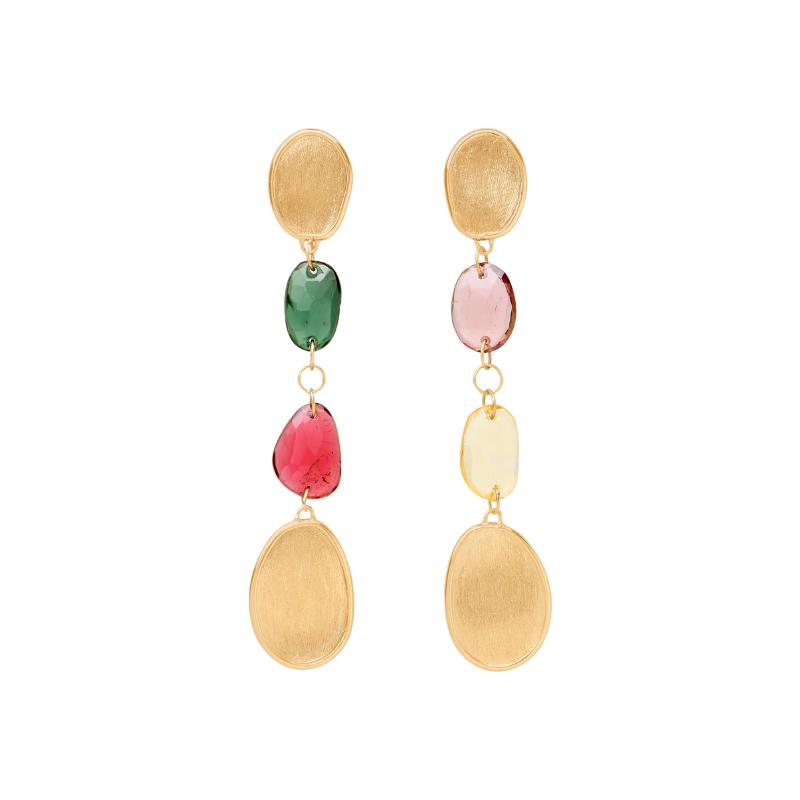 Marco Bicego Lunaria 18K Yellow Gold Mixed Tourmaline Drop Earrings