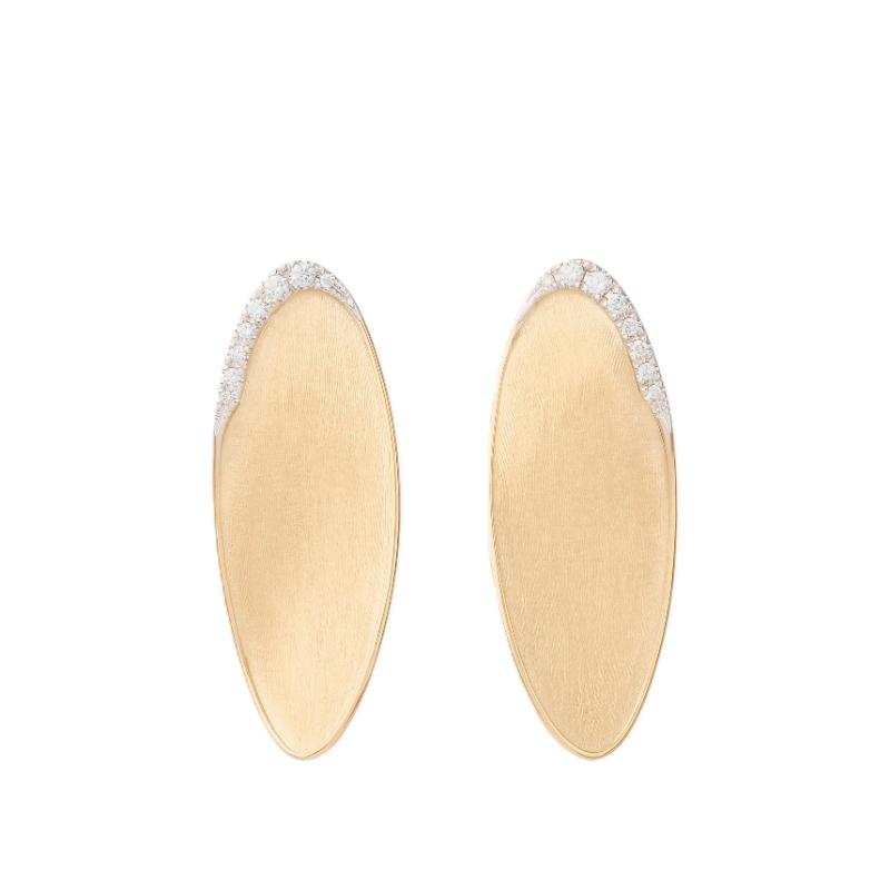 Marco Bicego Lunaria 18K Yellow Gold Petal Stud With Diamonds