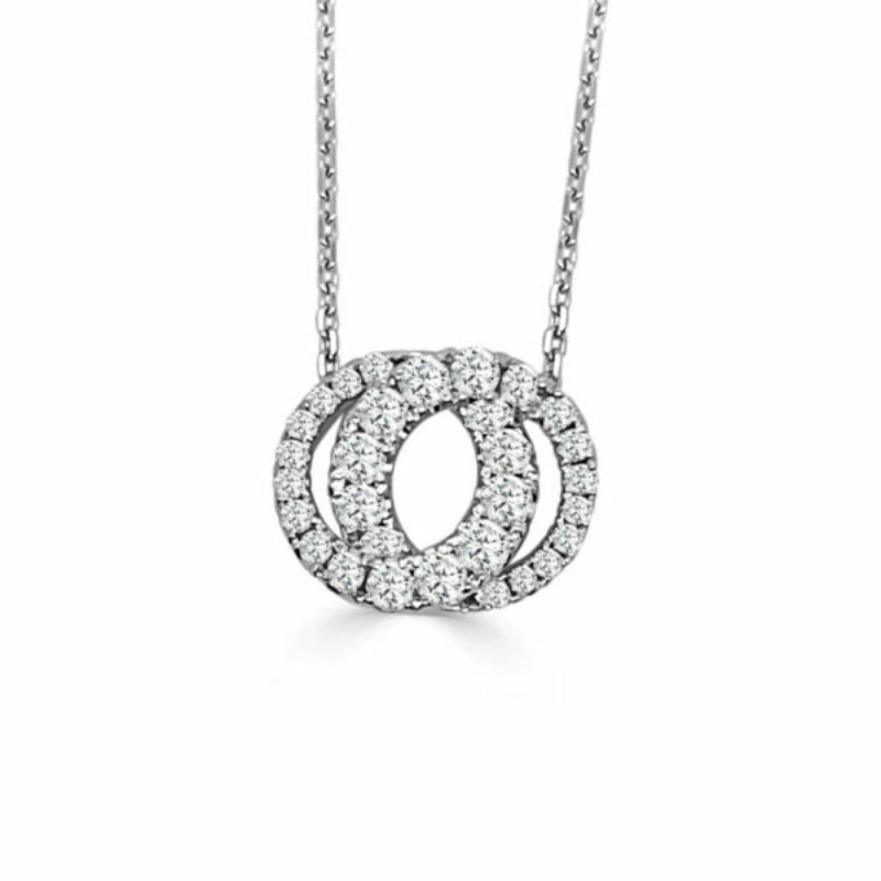 14K White Gold Small Love Halo Pendant