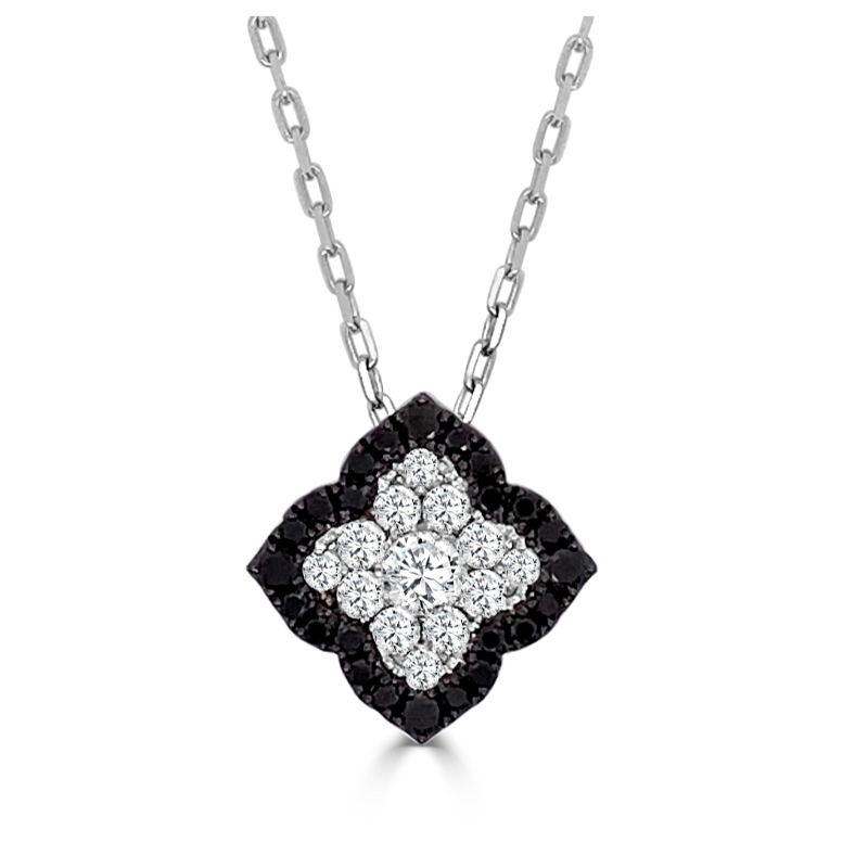 14K Medium Fleur DAmour Black & White Diamond Pendant