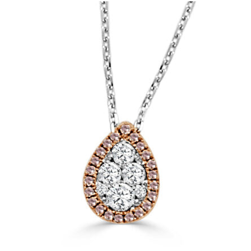 White And Rose Gold Diamond Pendant