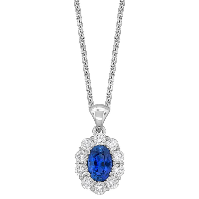 Blue Sapphire And Diamond Pendant