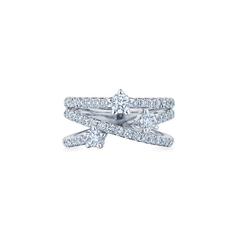 Starry Night Crossover Ring with Diamonds