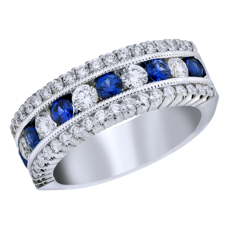 Rummeles Signature Sapphire And One Diamond Band