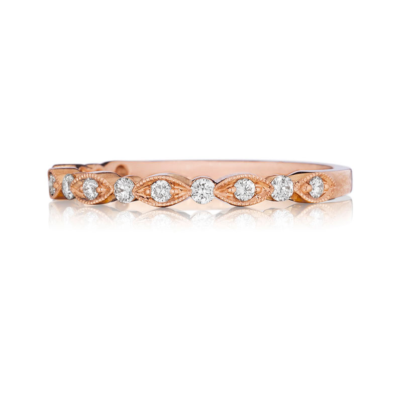 Henri Daussi Rose Gold Half Way Diamond Band